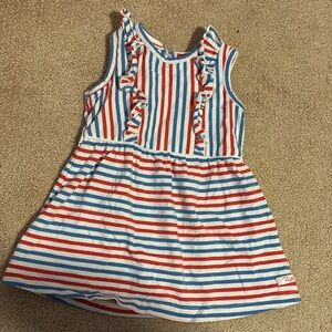 Ruffle Butts Striped Dress in Red and Blue